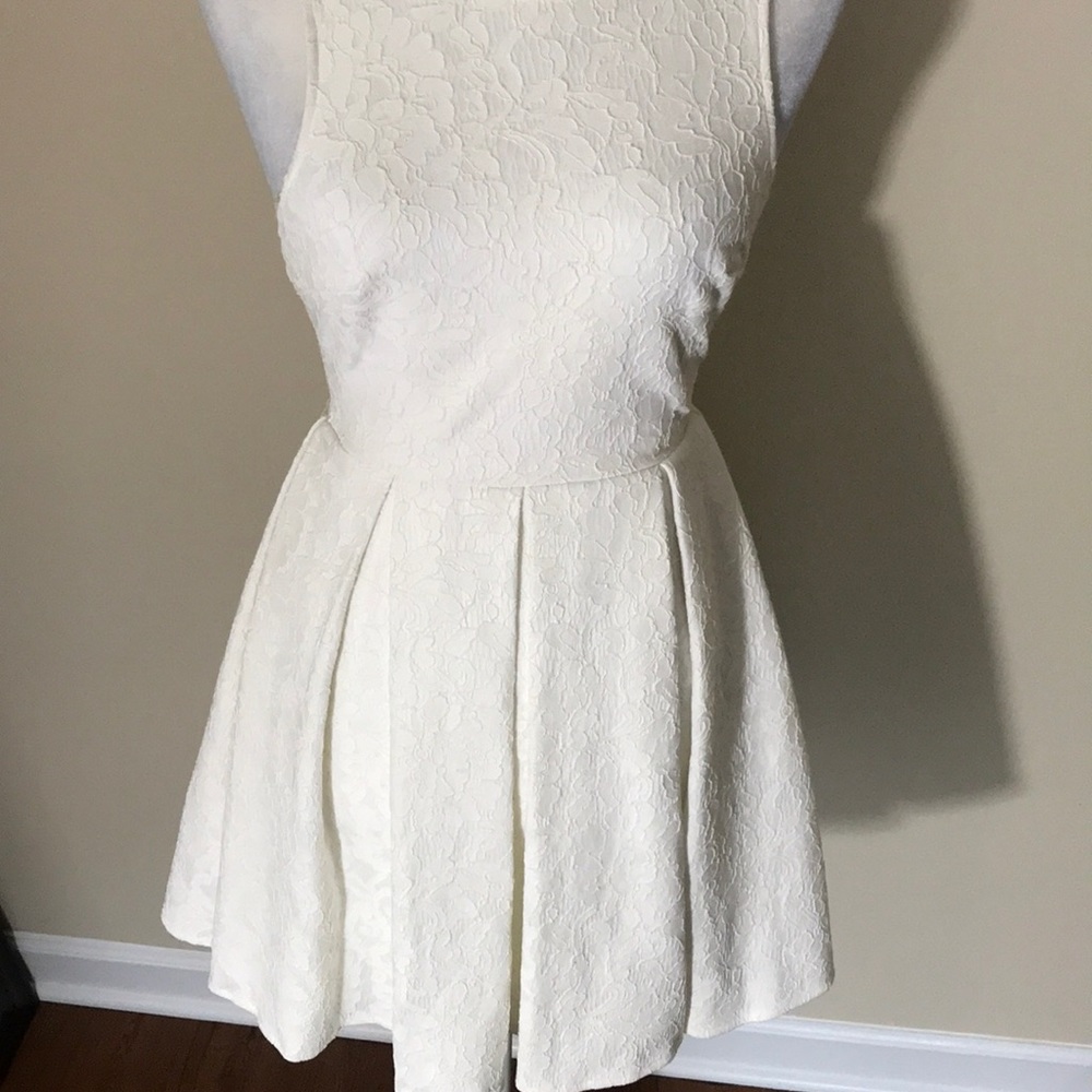 Lulu’s White Ivory Lace High Neck Skater Dress - Picture 6 of 8